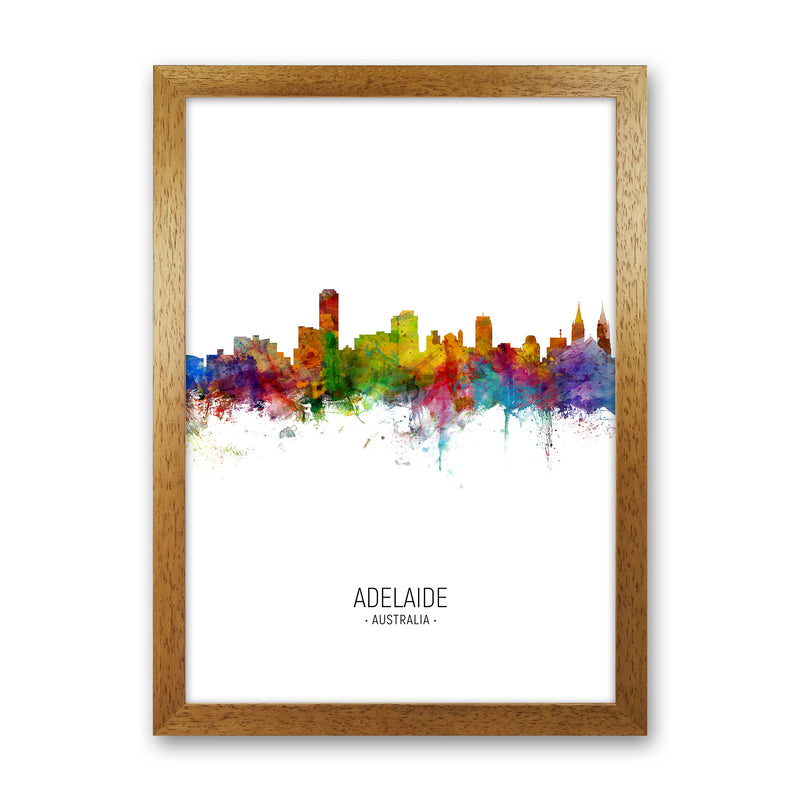 Adelaide Australia Skyline Portrait Art Print by Michael Tompsett Oak Grain