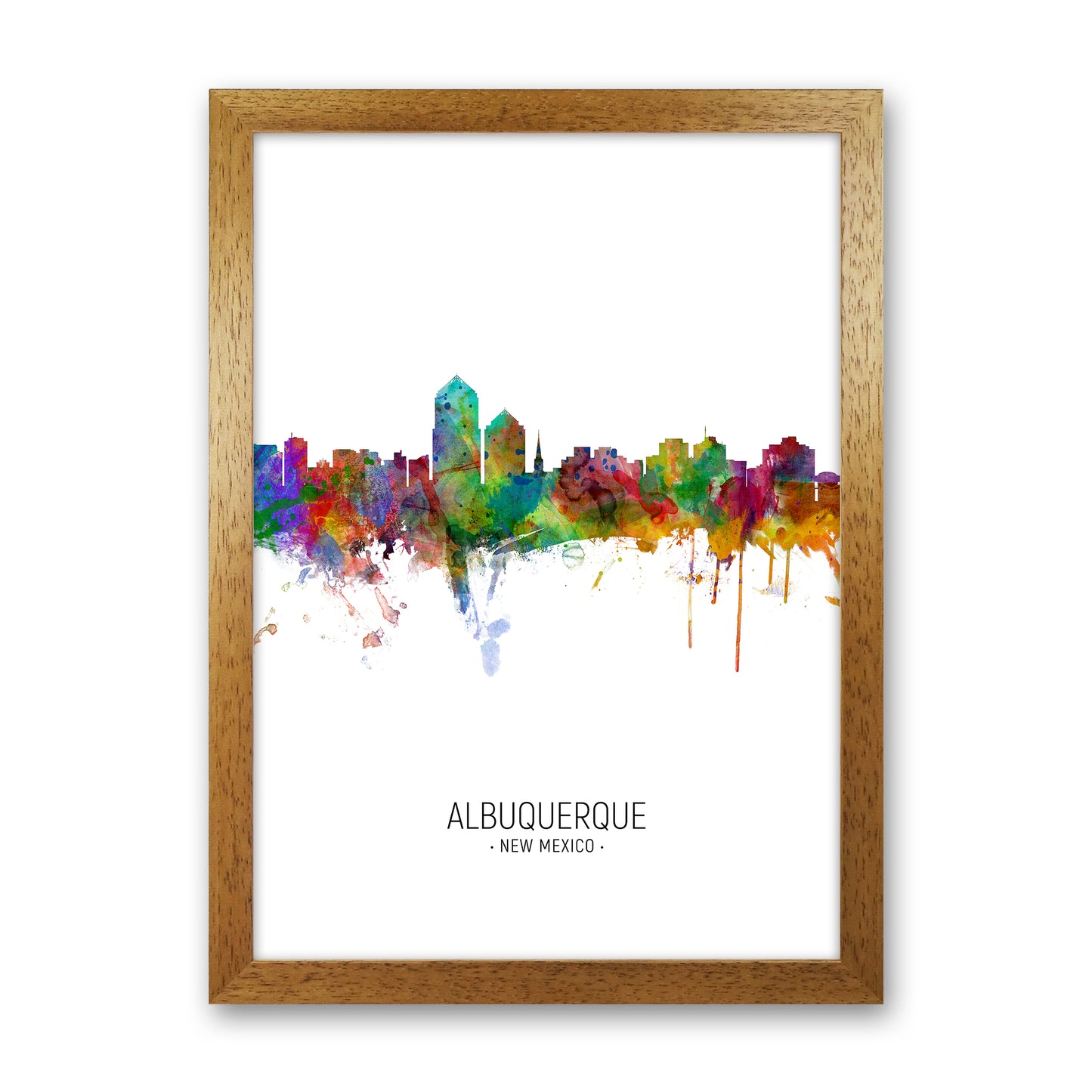 Albuquerque New Mexico Skyline Portrait Art Print by Michael Tompsett Oak Grain