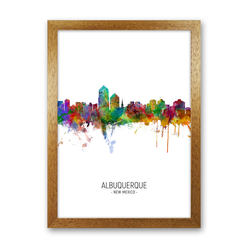 Albuquerque New Mexico Skyline Portrait Art Print by Michael Tompsett Oak Grain