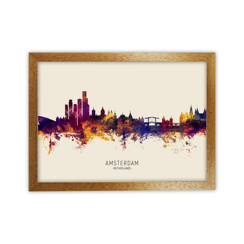Amsterdam Netherlands Skyline Autumn City Name Art Print by Michael Tompsett Oak Grain