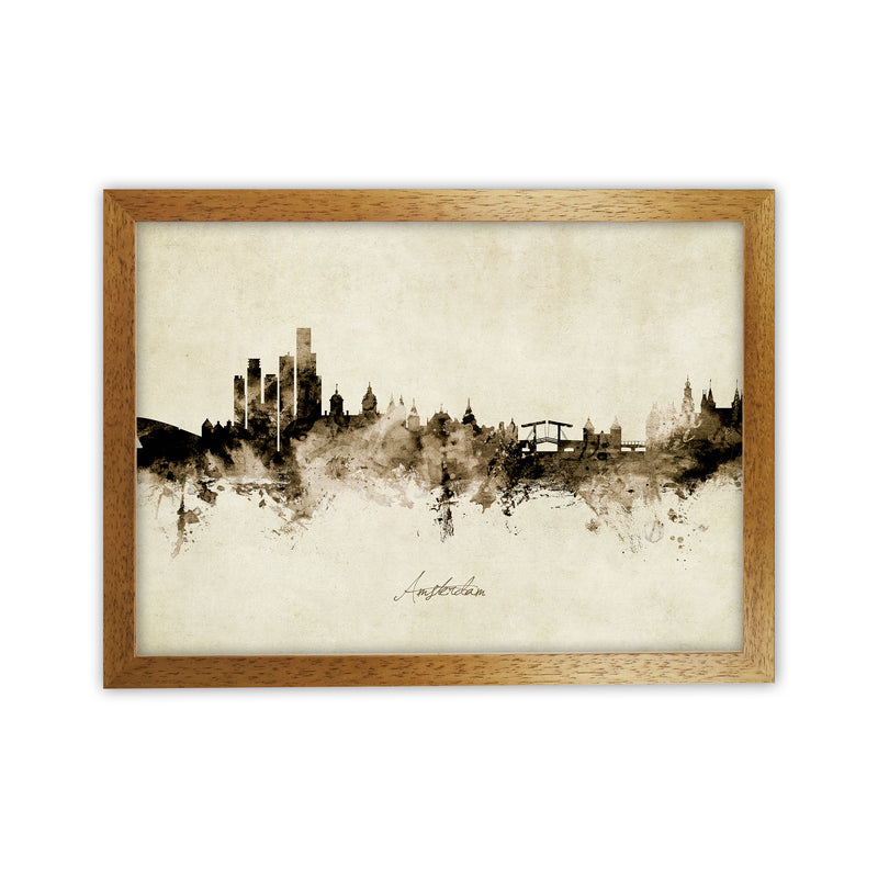 Amsterdam Netherlands Skyline Vintage Art Print by Michael Tompsett Oak Grain