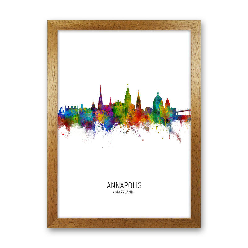 Annapolis Maryland Skyline Portrait Art Print by Michael Tompsett Oak Grain