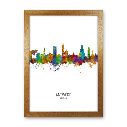 Antwerp Belgium Skyline Portrait Art Print by Michael Tompsett Oak Grain