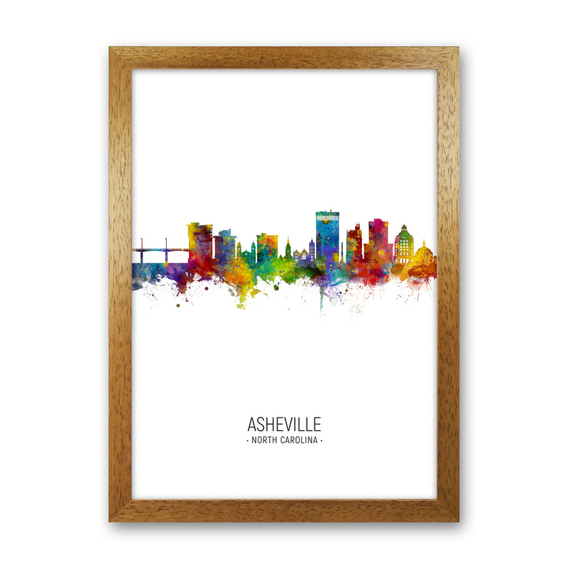 Asheville North Carolina Skyline Portrait Art Print by Michael Tompsett Oak Grain