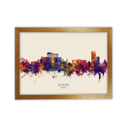 Athens Greece Skyline Autumn City Name Art Print by Michael Tompsett Oak Grain