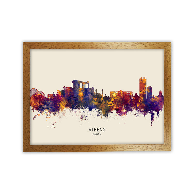 Athens Greece Skyline Autumn City Name Art Print by Michael Tompsett Oak Grain