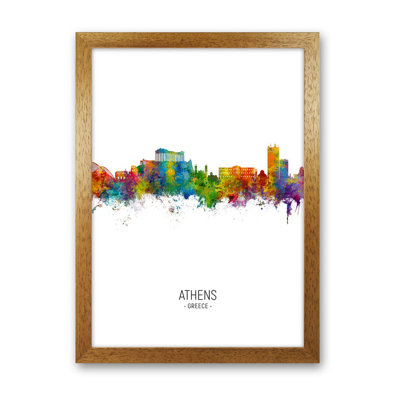 Athens Greece Skyline Portrait Art Print by Michael Tompsett Oak Grain