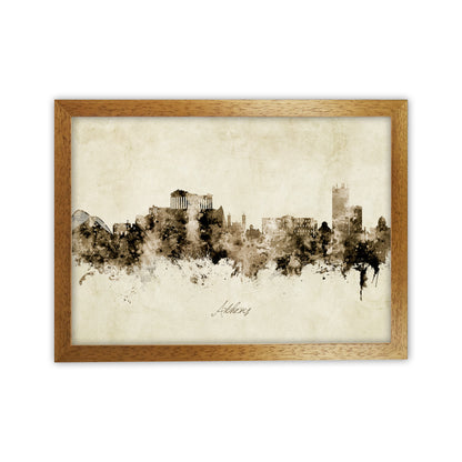 Athens Greece Skyline Vintage Art Print by Michael Tompsett Oak Grain