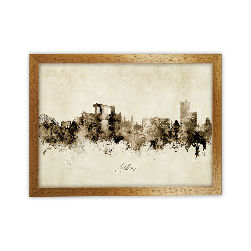 Athens Greece Skyline Vintage Art Print by Michael Tompsett Oak Grain