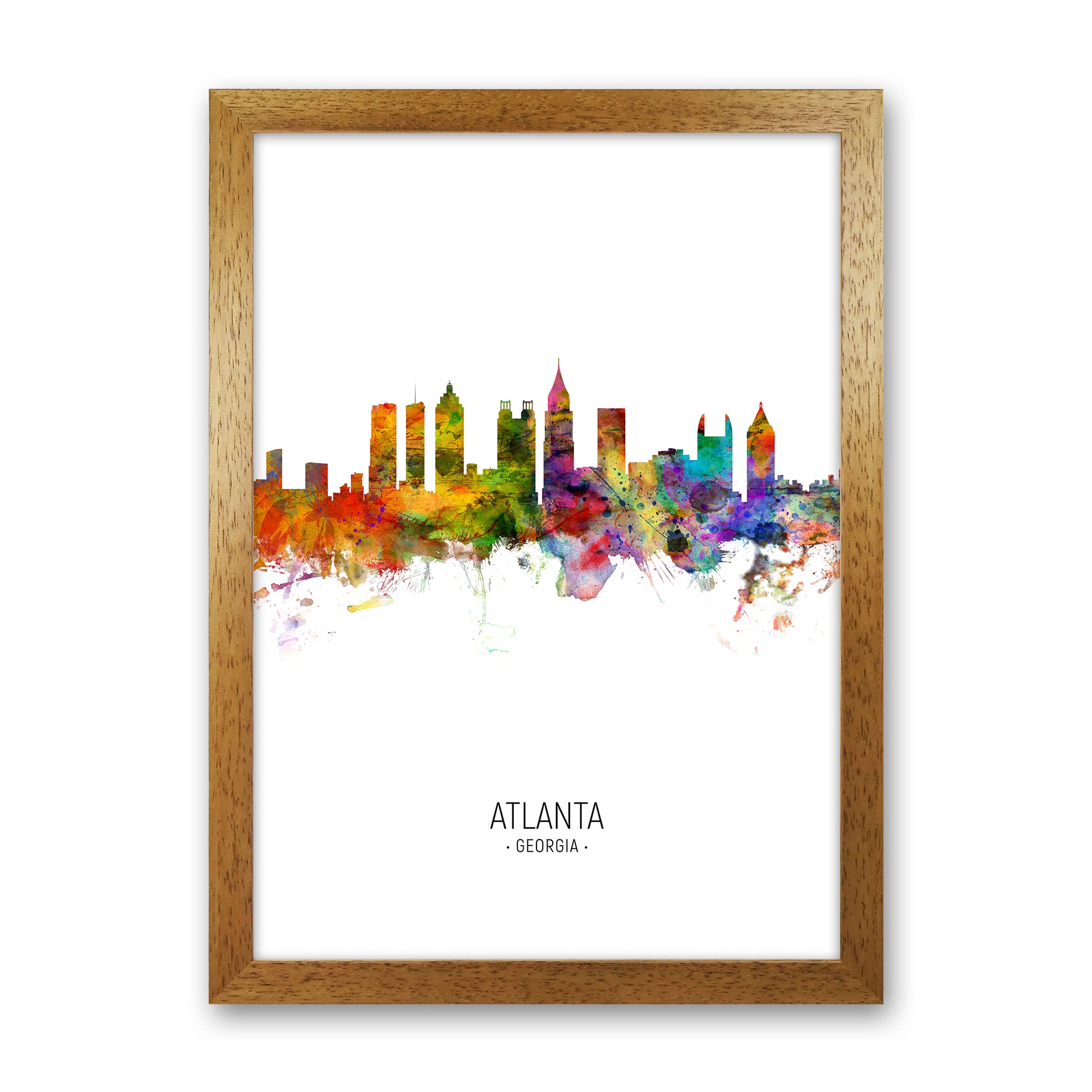 Atlanta Georgia Skyline Portrait Art Print by Michael Tompsett Oak Grain