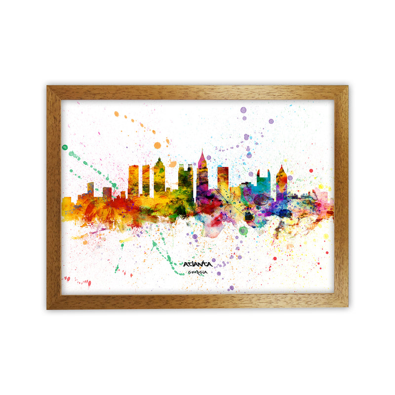 Atlanta Georgia Skyline Splash Art Print by Michael Tompsett Oak Grain