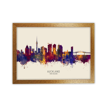 Auckland New Zealand Skyline Autumn City Name Art Print by Michael Tompsett Oak Grain