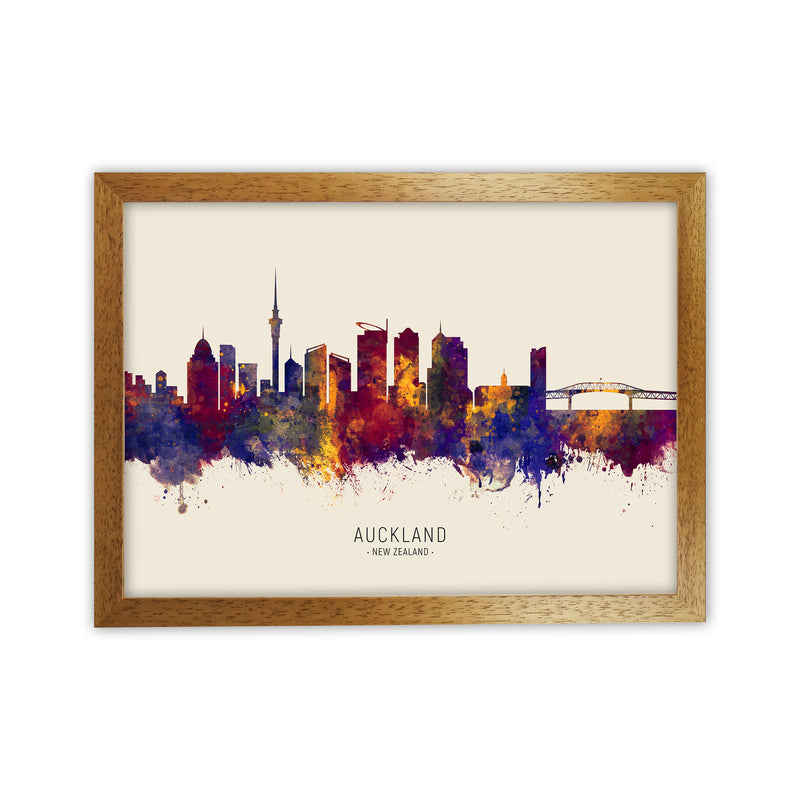 Auckland New Zealand Skyline Autumn City Name Art Print by Michael Tompsett Oak Grain