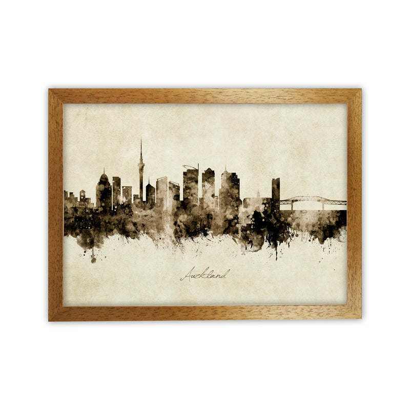 Auckland New Zealand Skyline Vintage Art Print by Michael Tompsett Oak Grain