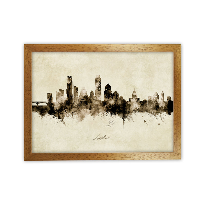 Austin Texas Skyline Vintage Art Print by Michael Tompsett Oak Grain