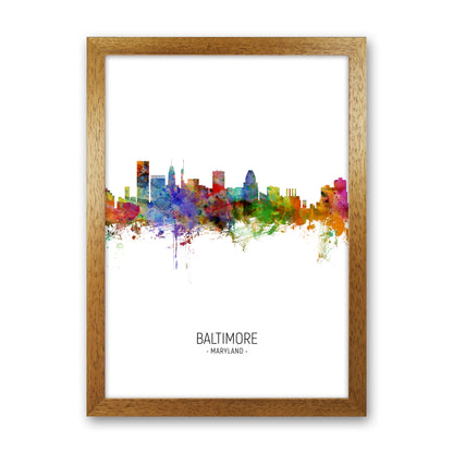 Baltimore Maryland Skyline Portrait Art Print by Michael Tompsett Oak Grain