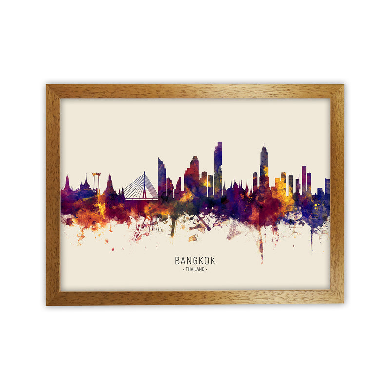 Bangkok Thailand Skyline Autumn City Name Art Print by Michael Tompsett Oak Grain