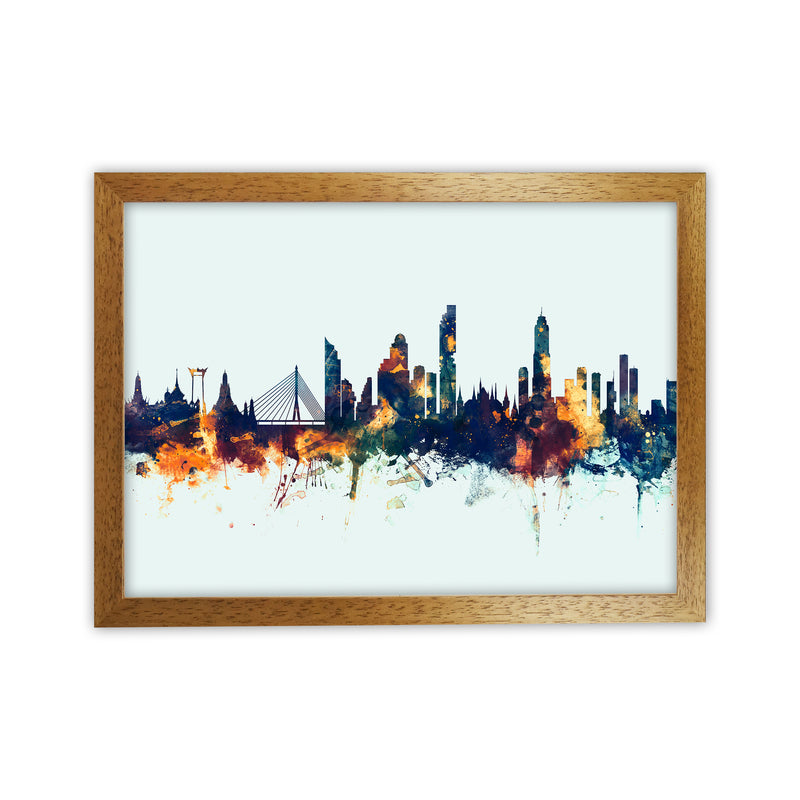 Bangkok Thailand Skyline Blue Orange Art Print by Michael Tompsett Oak Grain