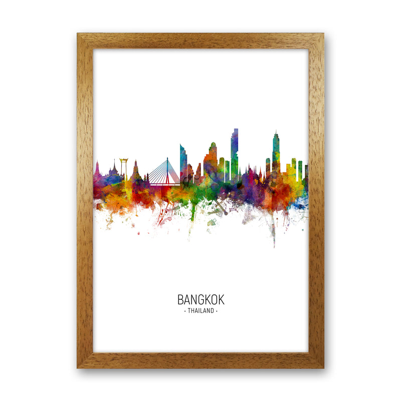 Bangkok Thailand Skyline Portrait Art Print by Michael Tompsett Oak Grain