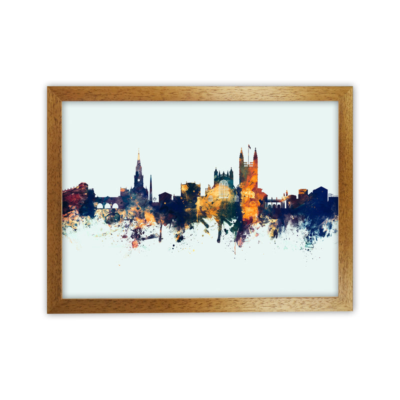 Bath England Skyline Blue Orange Art Print by Michael Tompsett Oak Grain