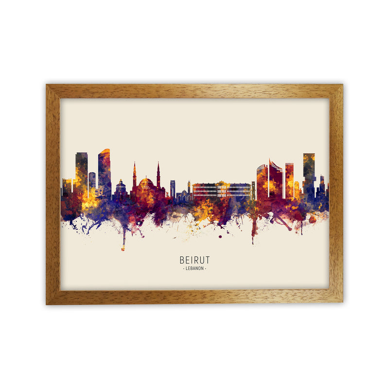 Beirut Lebanon Skyline Autumn City Name Art Print by Michael Tompsett Oak Grain
