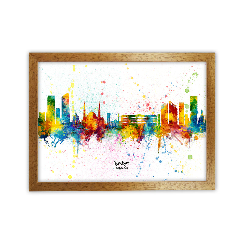 Beirut Lebanon Skyline Splash Art Print by Michael Tompsett Oak Grain