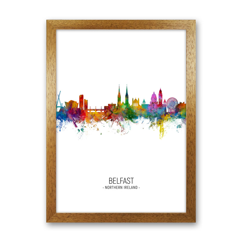 Belfast Northern Ireland Skyline Portrait Art Print by Michael Tompsett Oak Grain