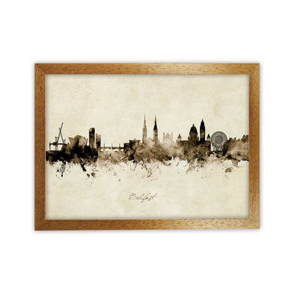 Belfast Northern Ireland Skyline Vintage Art Print by Michael Tompsett Oak Grain