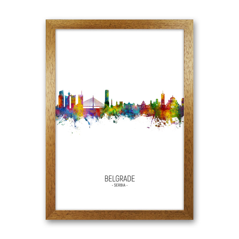 Belgrade Serbia Skyline Portrait Art Print by Michael Tompsett Oak Grain