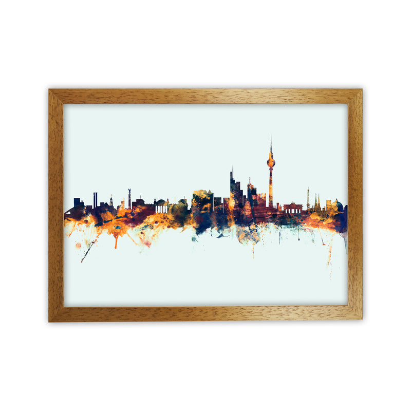 Berlin Germany Skyline Blue Orange Art Print by Michael Tompsett Oak Grain