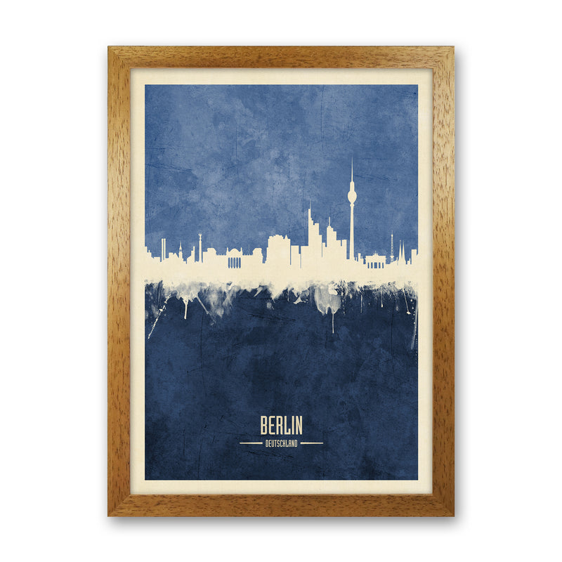 Berlin Germany Skyline Portrait Navy Art Print by Michael Tompsett Oak Grain