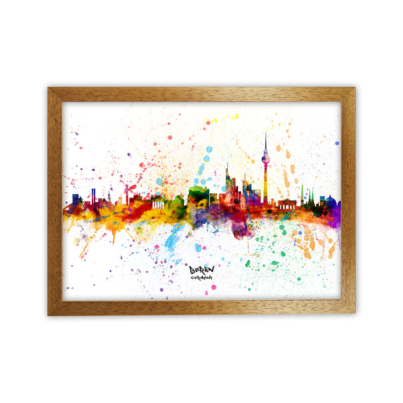 Berlin Germany Skyline Splash Art Print by Michael Tompsett Oak Grain