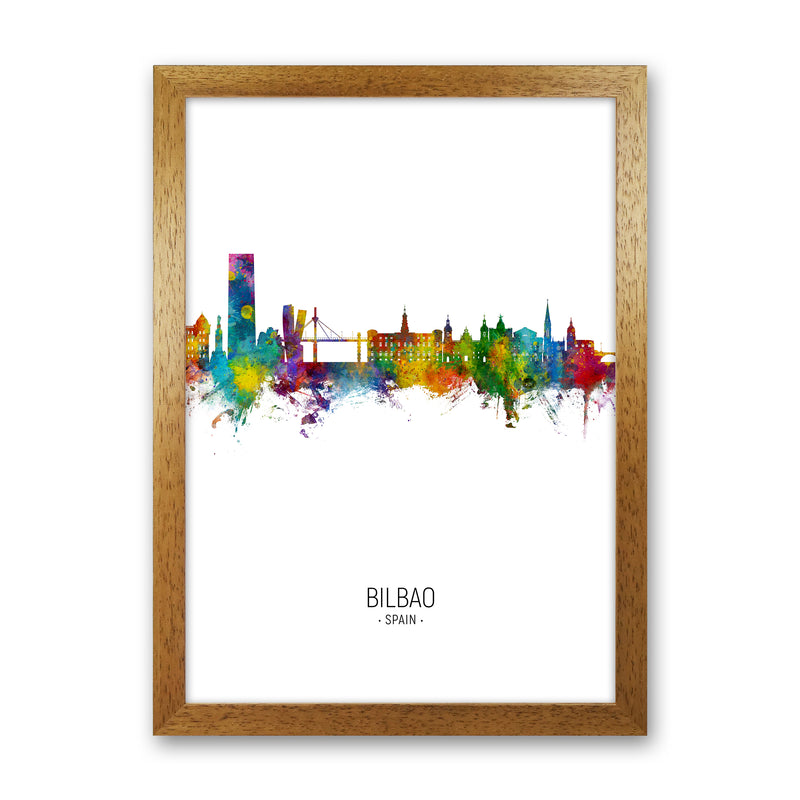 Bilbao Spain Skyline Portrait Art Print by Michael Tompsett Oak Grain