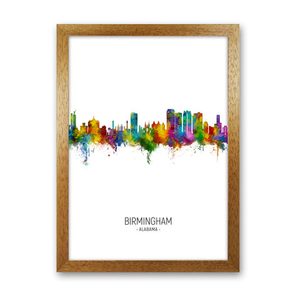 Birmingham Alabama Skyline Portrait Art Print by Michael Tompsett Oak Grain