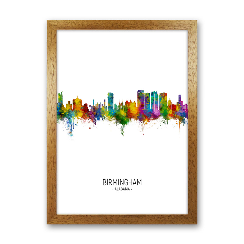 Birmingham Alabama Skyline Portrait Art Print by Michael Tompsett Oak Grain