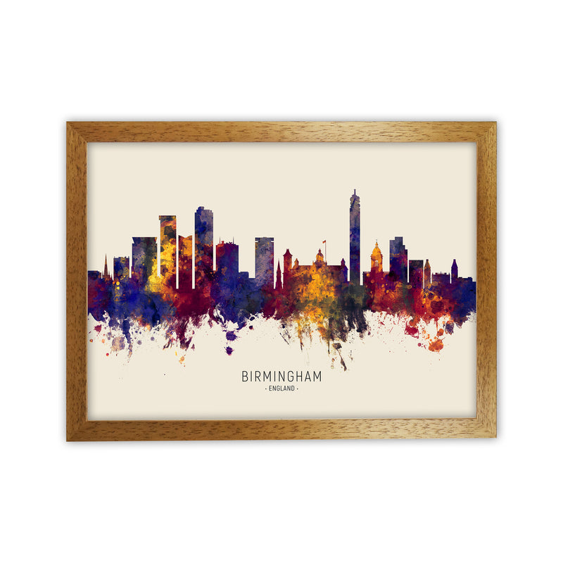 Birmingham England Skyline Autumn City Name Art Print by Michael Tompsett Oak Grain