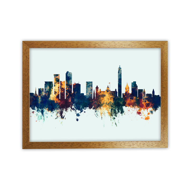Birmingham England Skyline Blue Orange Art Print by Michael Tompsett Oak Grain
