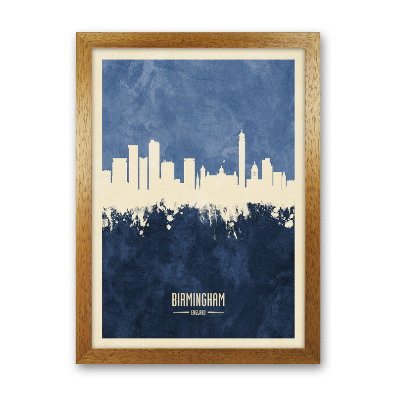 Birmingham England Skyline Portrait Navy Art Print by Michael Tompsett Oak Grain