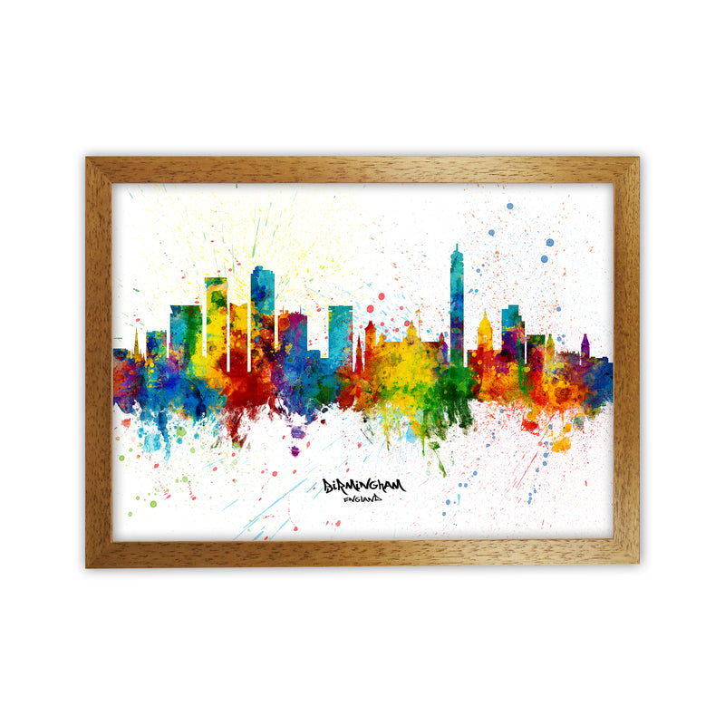 Birmingham England Skyline Splash Art Print by Michael Tompsett Oak Grain