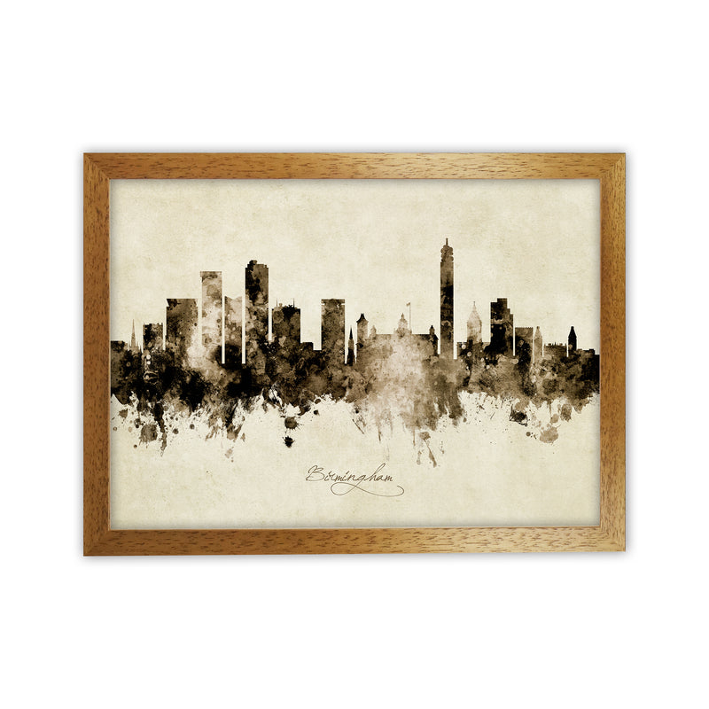 Birmingham England Skyline Vintage Art Print by Michael Tompsett Oak Grain