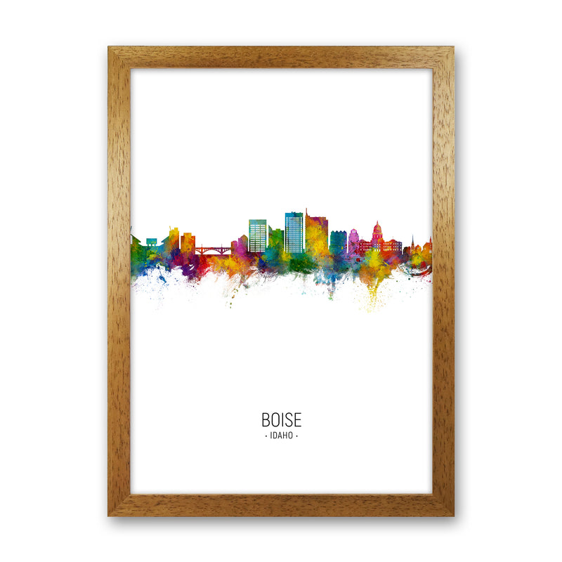 Boise Idaho Skyline Portrait Art Print by Michael Tompsett Oak Grain