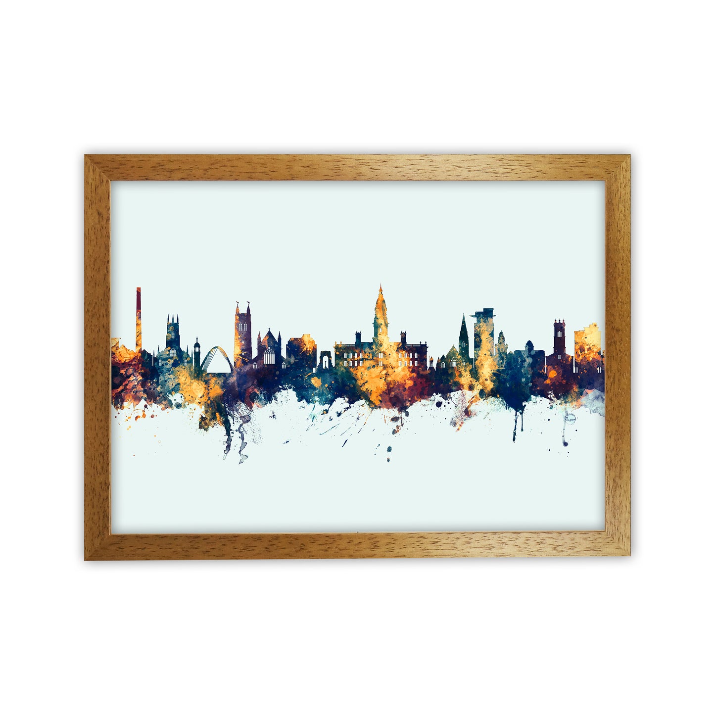 Bolton England Skyline Blue Orange Art Print by Michael Tompsett Oak Grain