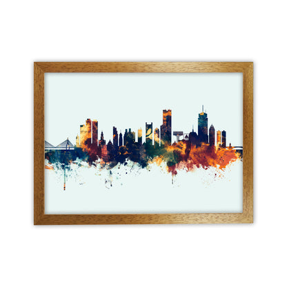Boston Massachusetts Skyline Blue Orange Art Print by Michael Tompsett Oak Grain