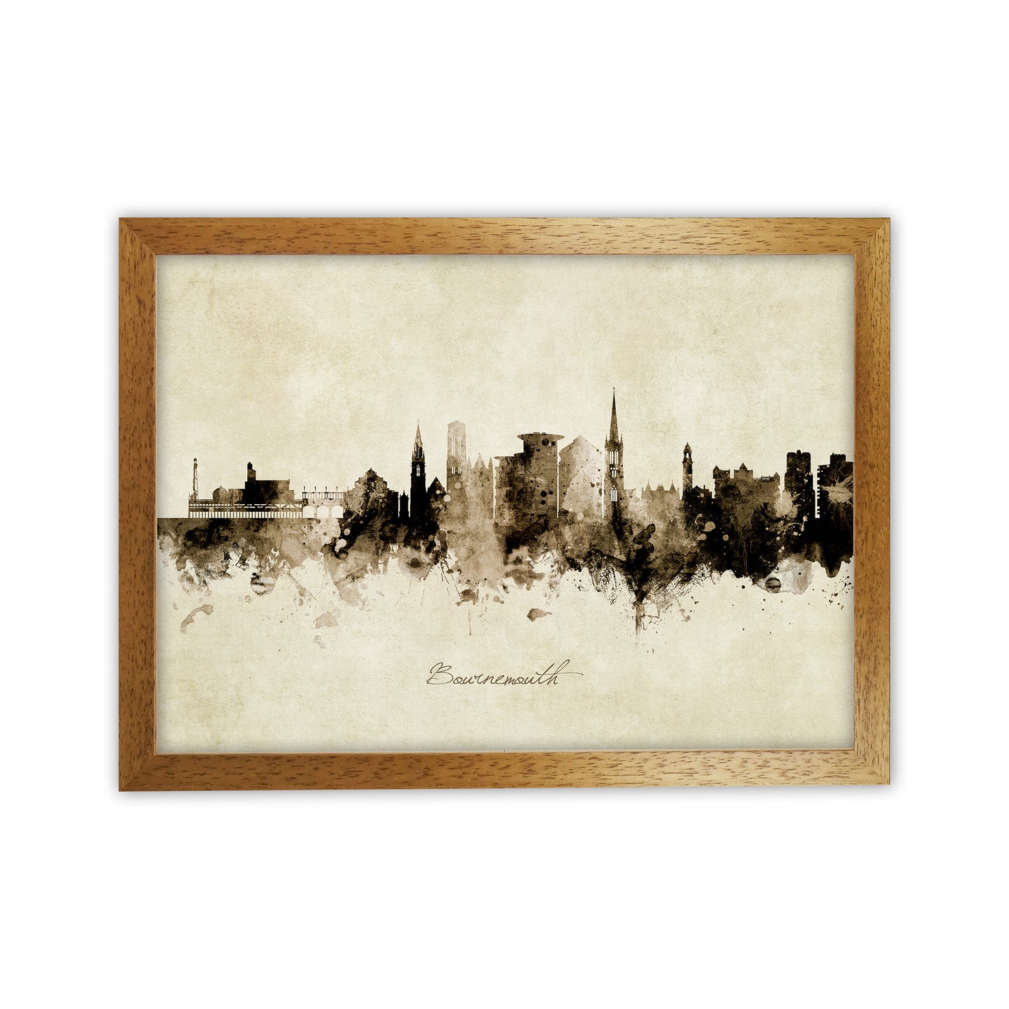 Bournemouth England Skyline Vintage Art Print by Michael Tompsett Oak Grain