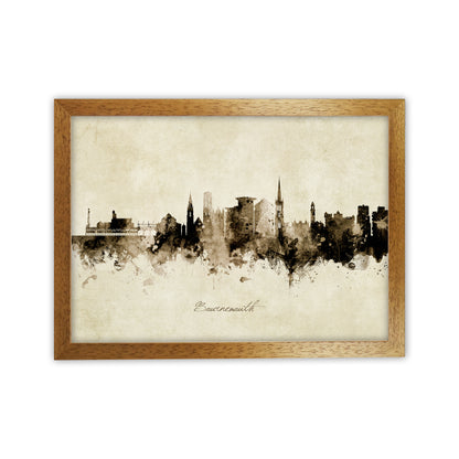 Bournemouth England Skyline Vintage Art Print by Michael Tompsett Oak Grain