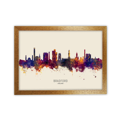 Bradford England Skyline Autumn City Name Art Print by Michael Tompsett Oak Grain