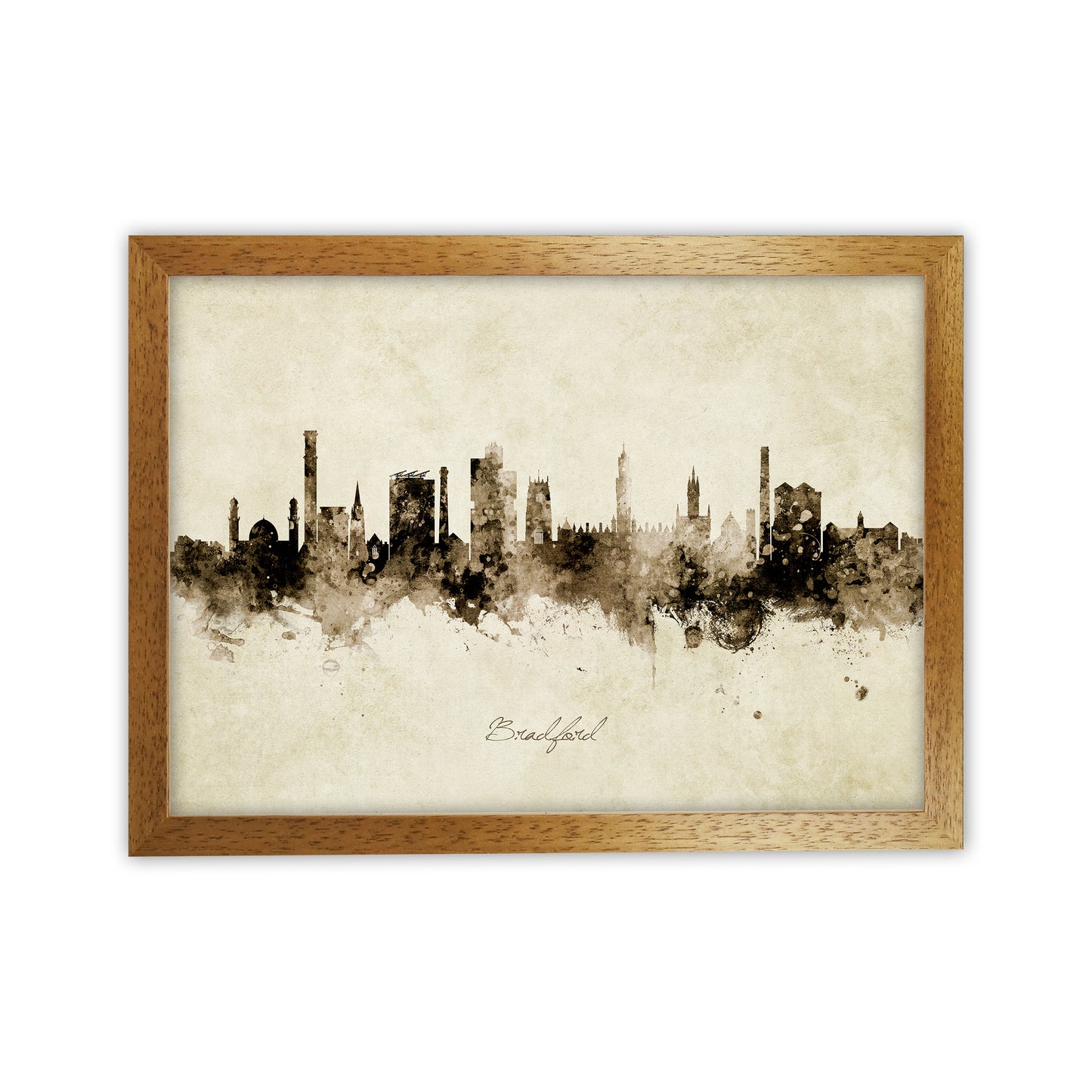 Bradford England Skyline Vintage Art Print by Michael Tompsett Oak Grain