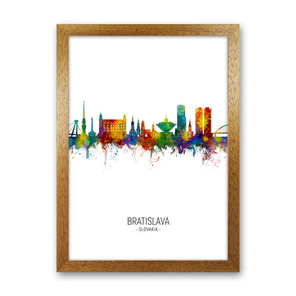 Bratislava Slovakia Skyline Portrait Art Print by Michael Tompsett Oak Grain
