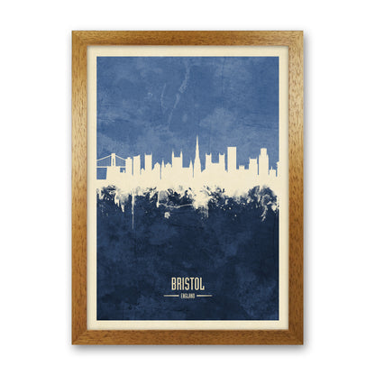 Bristol England Skyline Portrait Navy Art Print by Michael Tompsett Oak Grain