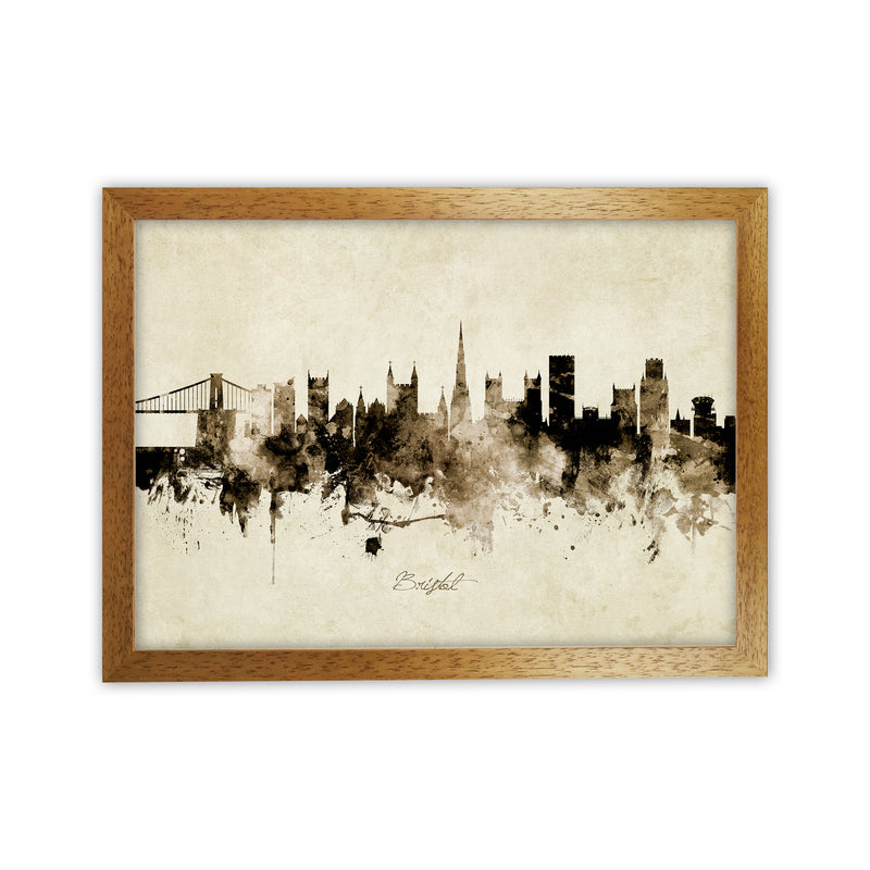 Bristol England Skyline Vintage Art Print by Michael Tompsett Oak Grain